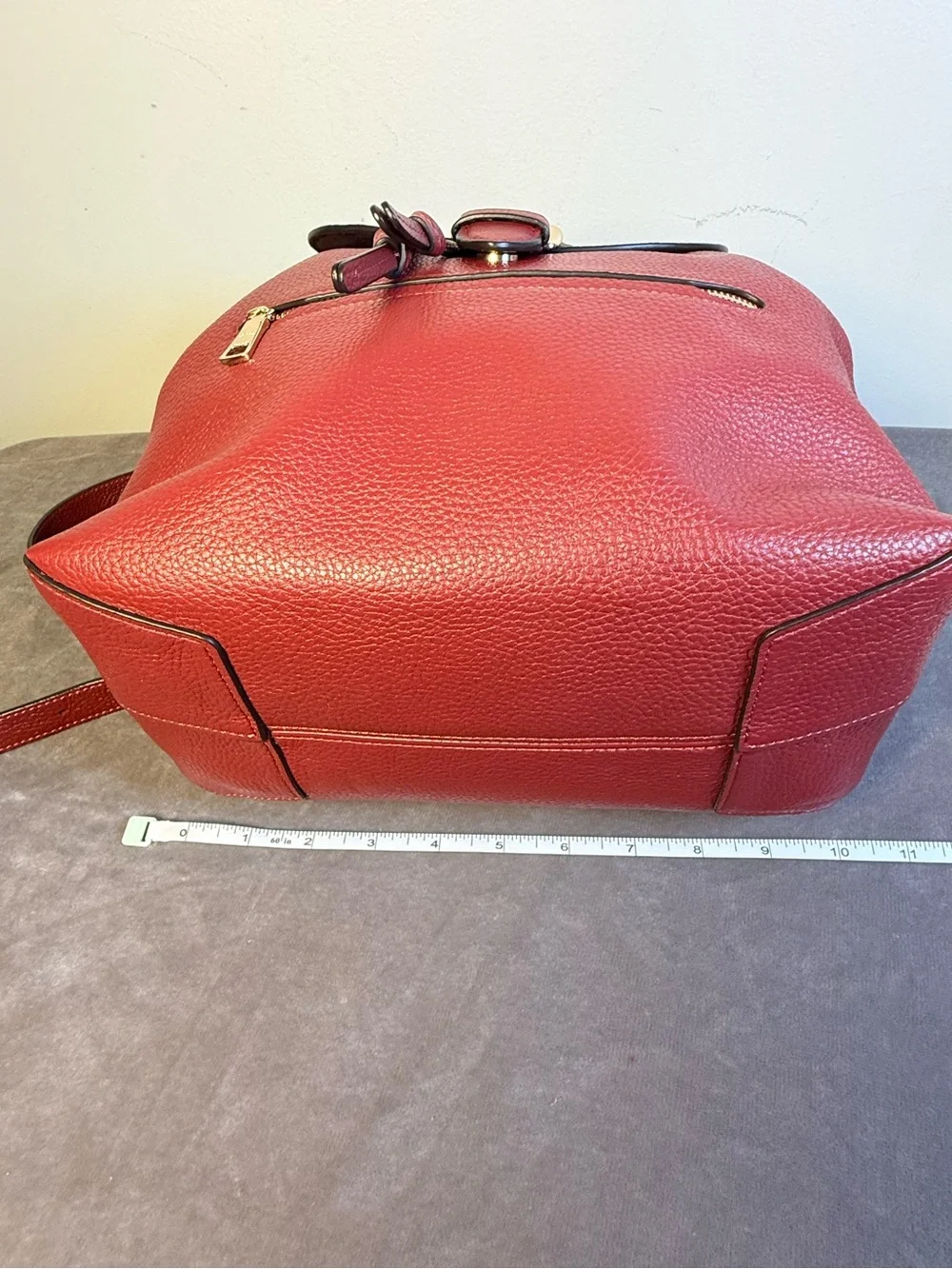 Coach Kleo Backpack Pebbled RED Leather gold toned hardware NWOT MEDIUM SIZE - Picture 8 of 14